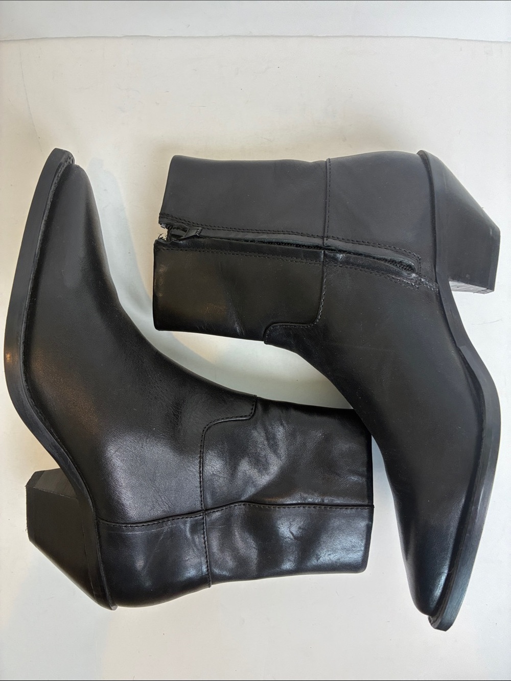 Zara leather cowboy ankle boot booties black EU 36 1122/010 western rodeo - Picture 14 of 16